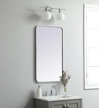 Soft Corner Metal Rectangular Mirror 20X36 Inch In Silver