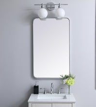 Soft Corner Metal Rectangular Mirror 22X36 Inch In Silver