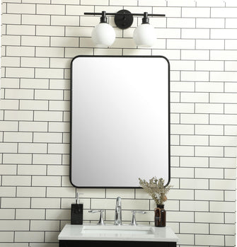 Soft Corner Metal Rectangular Mirror 24X32 Inch In Black