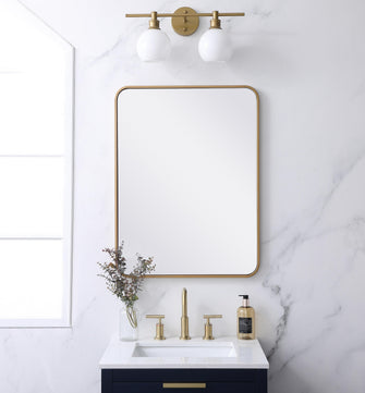 Soft Corner Metal Rectangular Mirror 24X32 Inch In Brass