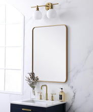 Soft Corner Metal Rectangular Mirror 24X32 Inch In Brass