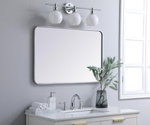 Soft Corner Metal Rectangular Mirror 24X36 Inch In Silver