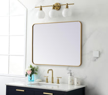 Soft Corner Metal Rectangular Mirror 27X36 Inch In Brass