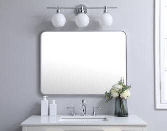 Soft Corner Metal Rectangular Mirror 27X36 Inch In Silver