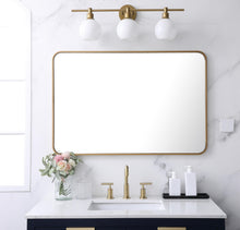 Soft Corner Metal Rectangular Mirror 27X40 Inch In Brass