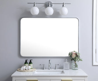 Soft Corner Metal Rectangular Mirror 27X40 Inch In Silver