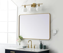 Soft Corner Metal Rectangular Mirror 28X42 Inch In Brass