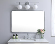 Soft Corner Metal Rectangular Mirror 28X42 Inch In Silver