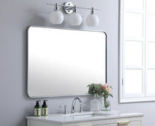 Soft Corner Metal Rectangular Mirror 28X42 Inch In Silver