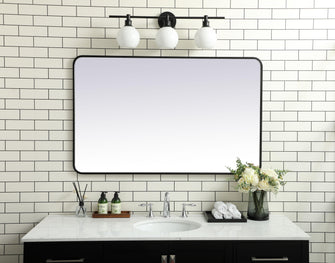 Soft Corner Metal Rectangular Mirror 30X48 Inch In Black