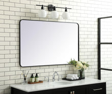 Soft Corner Metal Rectangular Mirror 30X48 Inch In Black