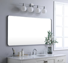 Soft Corner Metal Rectangular Mirror 30X60 Inch In Silver