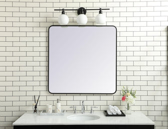 Soft Corner Metal Rectangular Mirror 36X36 Inch In Black