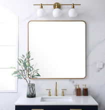 Soft Corner Metal Rectangular Mirror 36X36 Inch In Brass