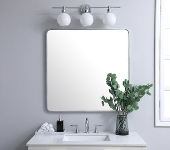 Soft Corner Metal Rectangular Mirror 36X36 Inch In Silver