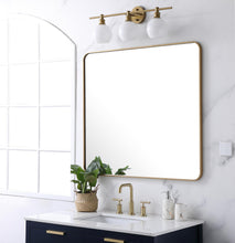 Soft Corner Metal Rectangular Mirror 36X40 Inch In Brass