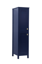 16 Inch Wide Bathroom Linen Storage Freestanding Cabinet In Blue