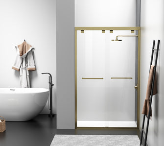 Semi-Frameless Shower Door 48 X 76 Brushed Gold