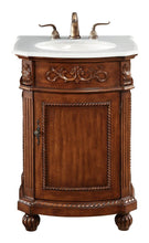 24 Inch Single Bathroom Vanity In Brown With Ivory White Engineered Marble