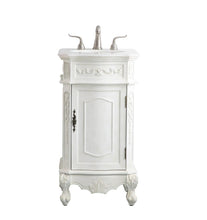 19 Inch Single Bathroom Vanity In Antique White With Ivory White Engineered Marble