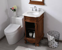 19 Inch Single Bathroom Vanity In Teak With Ivory White Engineered Marble