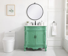 32 Inch Single Bathroom Vanity In Vintage Mint With Ivory White Engineered Marble