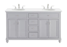 60 Inch Double Bathroom Vanity In Light Grey With Ivory White Engineered Marble