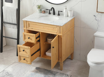 32 Inch Single Bathroom Vanity In Natural Wood