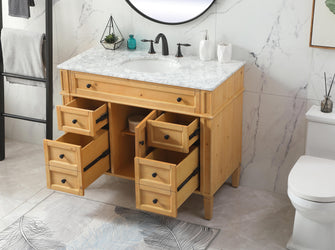 42 Inch Single Bathroom Vanity In Natural Wood