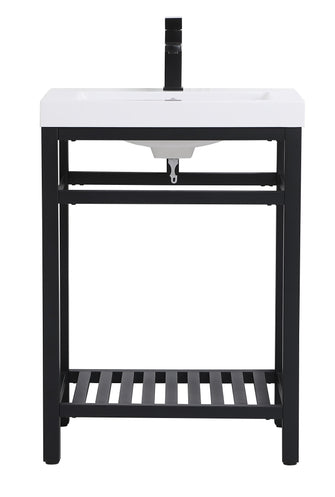 24 Inch Single Bathroom Metal Vanity In Black