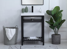 24 Inch Single Bathroom Metal Vanity In Black