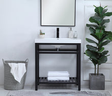 30 Inch Single Bathroom Metal Vanity In Black