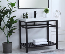 36 Inch Single Bathroom Metal Vanity In Black