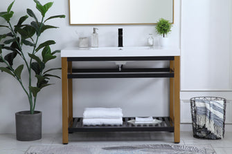 42 Inch Single Bathroom Metal Vanity In Golden Black