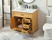 36 Inch Single Bathroom Vanity In Natural Wood