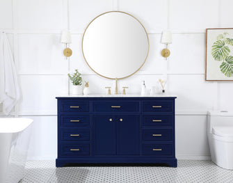 60 Inch Single Bathroom Vanity In Blue