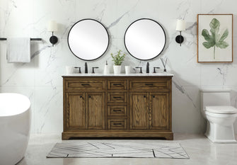 60 Inch Double Bathroom Vanity In Driftwood