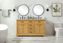 60 Inch Double Bathroom Vanity In Natural Wood