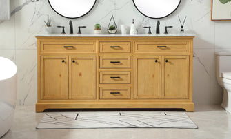 72 Inch Double Bathroom Vanity In Natural Wood