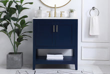 30 Inch Single Bathroom Vanity In Blue With Backsplash