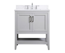 30 Inch Single Bathroom Vanity In Grey With Backsplash