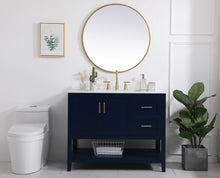 42 Inch Single Bathroom Vanity In Blue With Backsplash
