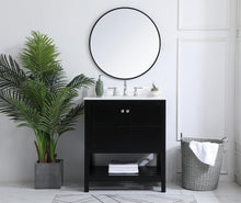 30 Inch Single Bathroom Vanity In Black With Backsplash