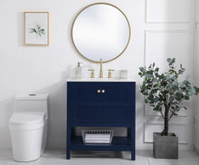 30 Inch Single Bathroom Vanity In Blue With Backsplash