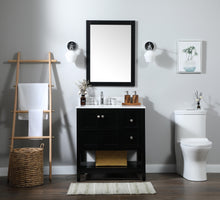 32 Inch Single Bathroom Vanity In Black With Backsplash