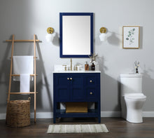 32 Inch Single Bathroom Vanity In Blue With Backsplash