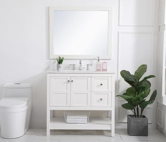 36 Inch Single Bathroom Vanity In White With Backsplash