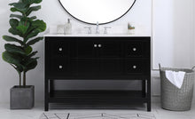 48 Inch Single Bathroom Vanity In Black With Backsplash