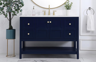 48 Inch Single Bathroom Vanity In Blue With Backsplash