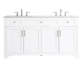 60 Inch Double Bathroom Vanity In White